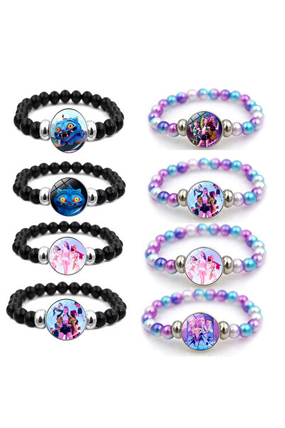 Miniso 8PCS KPop Demon Hunters Bracelets Girls Fashion Beaded Wristband Cute Cartoon Figure Jewelry Accesso