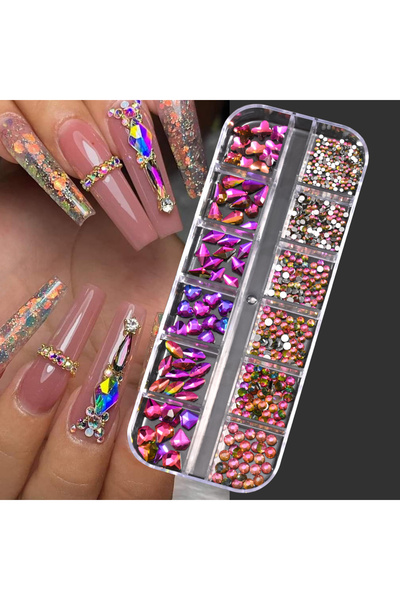 Choice PH140-01 12Grids أحجار الراين ثلاثية الأبعاد ذهبية/شامبانيا لتزيين الأ...