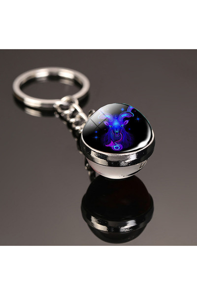 Choice Capricorn 12 Constellation Key Chain Luminous Double Sided Glass Ball ...