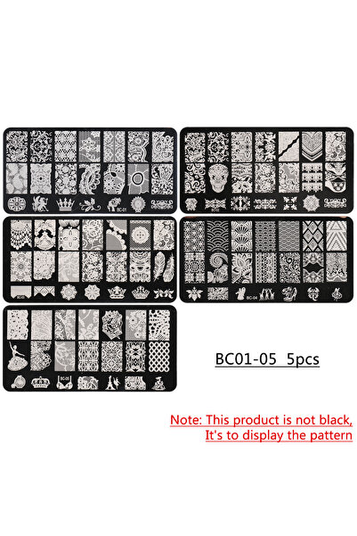 Choice BC01-05 ٥ قطع من قوالب ختم فن الأظافر بتصميم زهور الدانتيل الكلاسيكي، ...