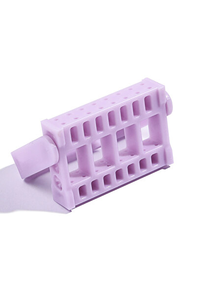 Choice علبة تخزين وعرض رؤوس مثقاب الأظافر البلاستيكية الأرجوانية ذات 16 فتحة