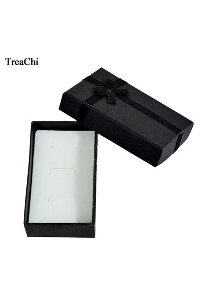 Choice علبة مجوهرات سوداء مكونة من 16 قطعة، مصنوعة من ورق ملون، مع شريط حريري...