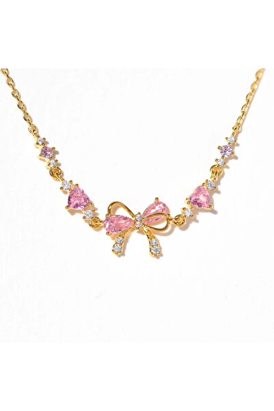 Choice سوار معصم ذهبي اللون مرصع بالزركونيا المكعبة الوردية ومزين بأزهار الكر...