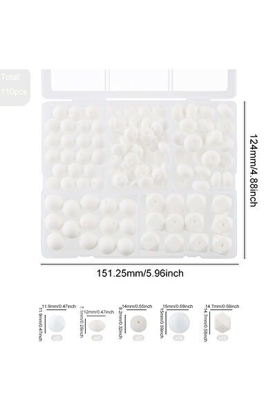 Choice مجموعة خرز سيليكون أبيض من كوفيكت، 110 قطعة/مجموعة، خرز دائري، سداسي، ...