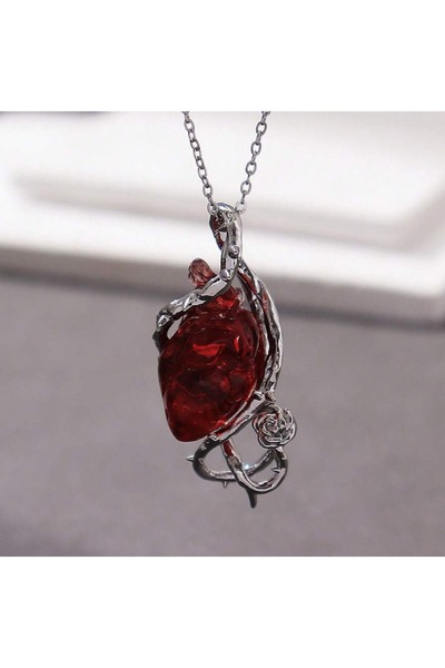 Choice P05192-2-05 A Heart Couple Pendant Necklace, Thorn Vine Flower Clavicl...
