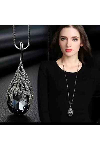 Choice قلادة كريستالية عصرية باللونين الأزرق والرمادي، قطعة مجوهرات براقة للن...