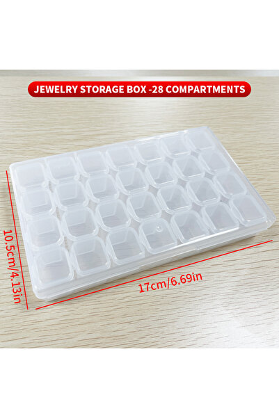 Choice صندوق تخزين شفاف محمول مكون من 28 خانة لتقوية الأظافر، صندوق أدوات ومل...