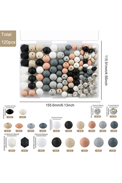 Choice مجموعة كوفيكت 9، 120 قطعة/علبة، خرز سيليكون متنوع، خرز فاصل مرصع بأحجا...