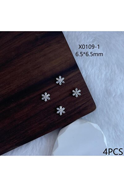 Choice X0109-1 4 قطع من أحجار الراين الزركونية المعدنية اللامعة على شكل ندفة ...