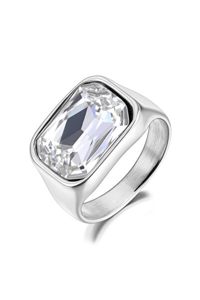 Choice 7 R24007P-White Lokaer Luxury Shiny Cubic Zirconia Stainless Steel Wed...