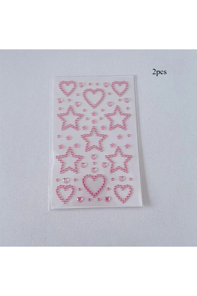 Choice ملصقات كريستال أكريليك ثلاثية الأبعاد على شكل نجمة وقلب، لون وردي، قطع...