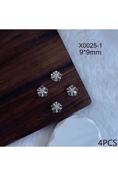 Choice X0025-1 4 قطع من أحجار الراين الزركونية المعدنية اللامعة على شكل ندفة ...