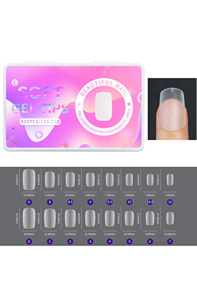 Choice 06 420 قطعة/علبة أظافر صناعية شفافة، أظافر أكريليك لاصقة، لون لوزي، مق...