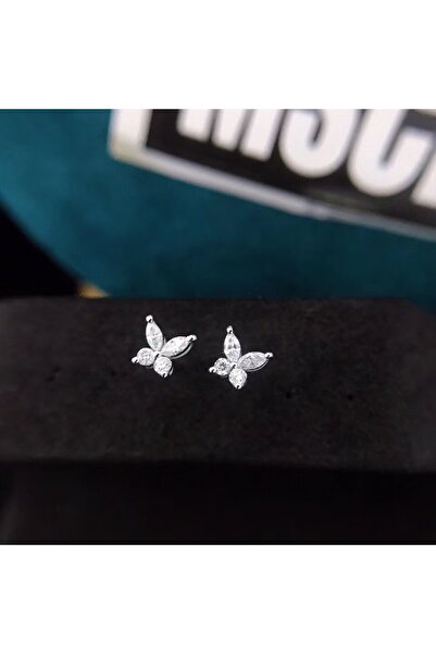 Choice أقراط مرصعة بكريستال على شكل فراشة باللون الفضي للنساء، متوفرة باللوني...