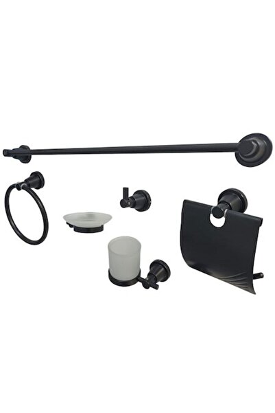 Radinavico Set of 6 bathroom accessories, Radinavico, aluminum, black, 60cm