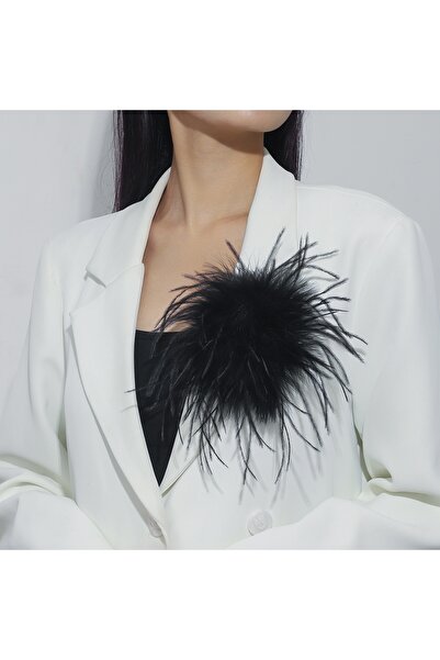 Choice بروش أسود عتيق من الريش الصناعي بطول 15 سم للنساء، على الطراز الفرنسي،...