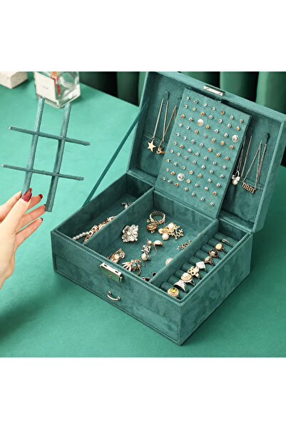 Choice صناديق مجوهرات عتيقة للرجال والنساء بلون أخضر داكن، صناديق تخزين كبيرة...