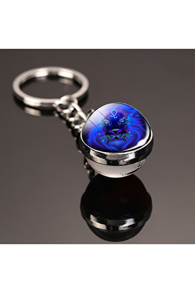 Choice Leo 12 Constellation Key Chain Luminous Double Sided Glass Ball Pendan...