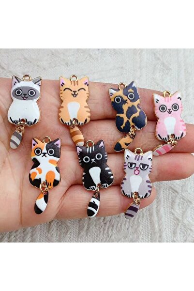 Choice مجموعة من 10 قطع من تعليقات القطط الكرتونية المطلية بالمينا والمقلدة ب...