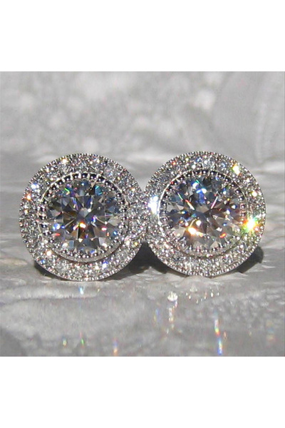 Choice DY0339-1 Delicate Small Round Stud Earrings Women with Shiny Cubic Zir...