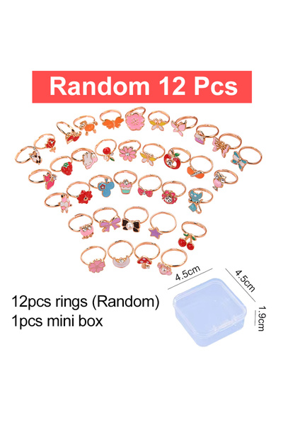 Choice مجموعة من 12 قطعة قابلة للتعديل، مقاس A1، 4.5 بوصة، متوفرة بـ 6/12/36 قطعة، خواتم لطيفة قابلة للتعديل، ألعاب مكياج للأطفال والفتيات، مناسبة للعب التخيلي.