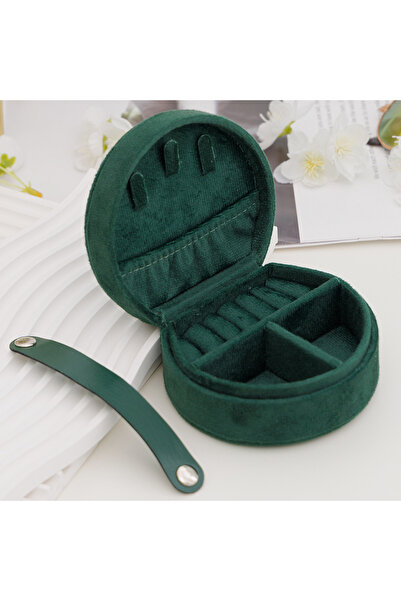 Choice صندوق مجوهرات أخضر محمول، مصنوع من الفلانيل، صندوق صغير محمول لطيف، قل...