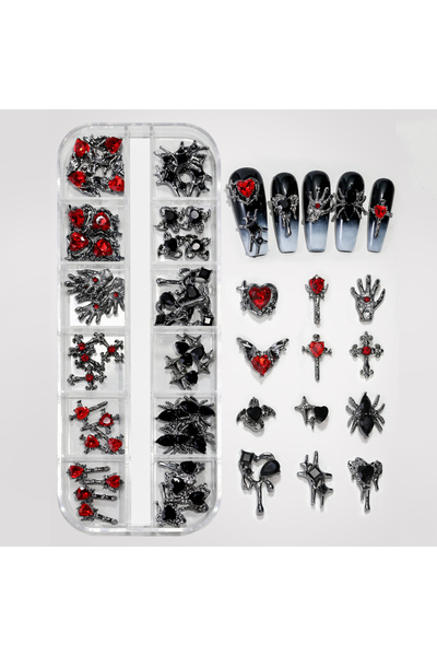 Choice أحجار الراين للأظافر، 12 قطعة، تصميم ريترو، سبيكة معدنية، مجوهرات فن ا...