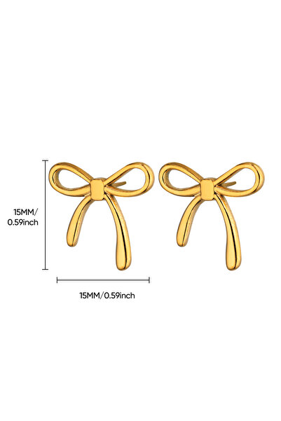 Choice E5196G Stainless Steel Thin Bowknot Earrings For Women Gold Color Aest...