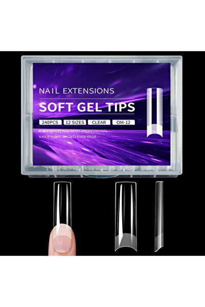 Choice 12 أظافر صناعية طويلة جدًا من الجل الناعم، نصف لامعة وشفافة، تغطي كامل...