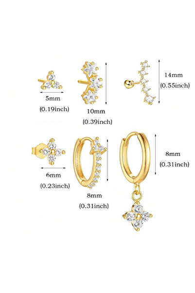 Choice Gold 6Pcs Set 6Pcs Flower Dangle Hoop Stud Stackable Earring for Women...