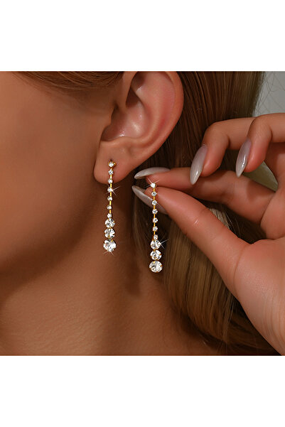 Choice أقراط ذهبية اللون، أوروبية وأمريكية، رائعة ومتألقة، إكسسوارات زفاف، إك...