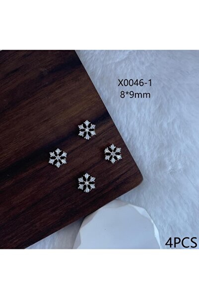 Choice X0046-1 4 قطع من أحجار الراين الزركونية المعدنية اللامعة على شكل ندفة ...