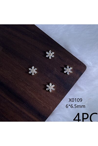 Choice X0109 4 قطع من أحجار الراين الزركونية المعدنية اللامعة على شكل ندفة ثل...