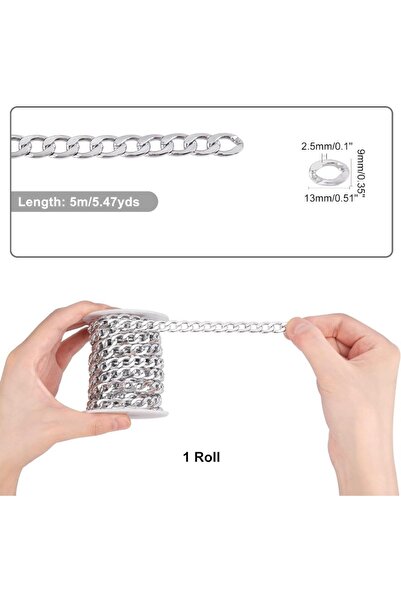 Choice سلسلة ألومنيوم فضية اللون، طولها 5 أمتار، بكرة واحدة، سطح أملس، بتصميم...