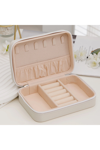 Choice علبة مجوهرات بيضاء واحدة، علبة مجوهرات محمولة على شكل قلب بسحاب، علبة ...