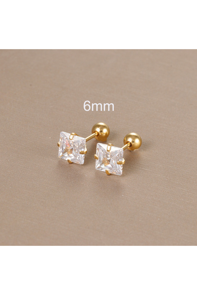 Choice 45092-4 أقراط مربعة لامعة من الزركون مصنوعة من الفولاذ المقاوم للصدأ، ...