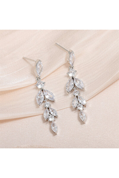 Choice أقراط زفاف جديدة لامعة من الزركون الأبيض بتصميم ورقة ماركيز من زاكول 2...