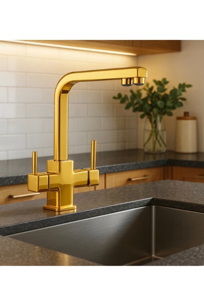 luxury faucet Gold kare borulu arıtmalı batarya