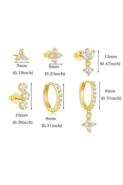 Choice 6Pcs Style 2 6Pcs Flower Dangle Hoop Stud Stackable Earring for Women,...