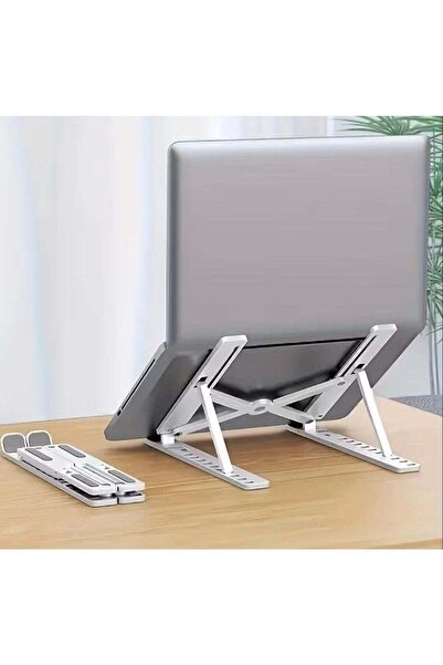 Generic حامل كمبيوتر محمول وهاتف قابل للتعديل 2 في 1، لون أبيض