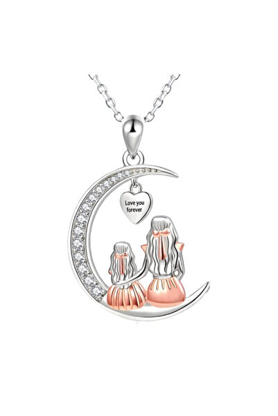 Choice قلادة أنيقة للأم وابنتها على شكل قمر، قلادة على شكل قلب، مجوهرات عيد ا...