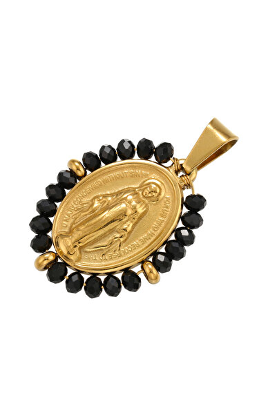 Choice قلادة ساحرة باللونين الذهبي والأسود من QMHJE، مزينة بقلادة مريم العذرا...