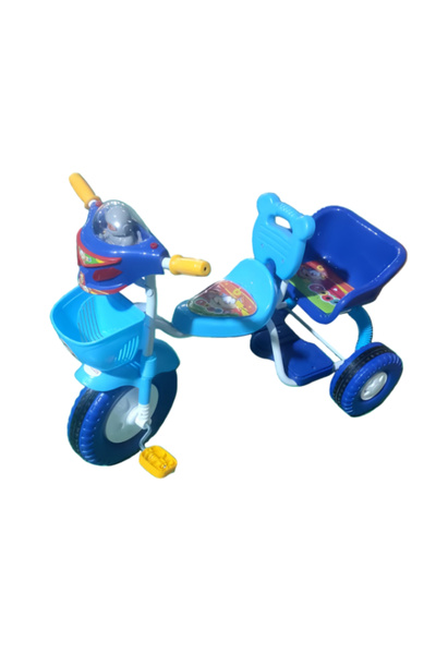 Family Center دراجة ثلاثية العجلات بلاستيكية زرقاء بمقعدين