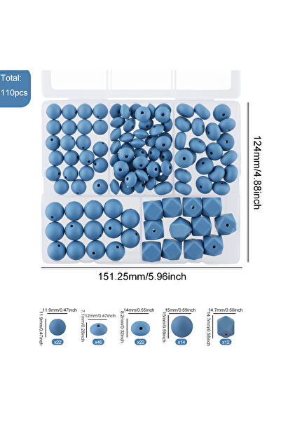Choice مجموعة خرز سيليكون كوفيكت باللون الأزرق الفاتح، 110 قطعة/مجموعة، خرز د...