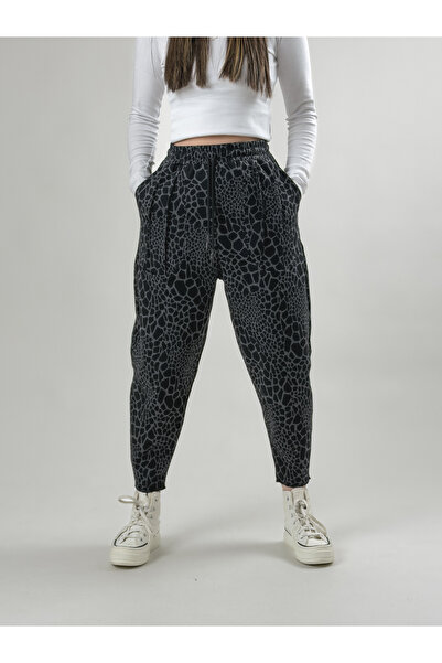 COCOPELLI Pocket Detailed Leopard Patterned Women's Baguette Pants Coc2645