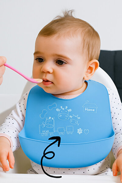 AGUBUGU BABY - Silikon Bebek Mama Önlüğü - Mavi