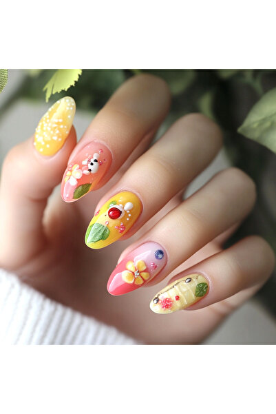 Choice أظافر صناعية سوداء متدرجة اللون Y7، 24 قطعة، بتصميمات كرتونية لطيفة عل...