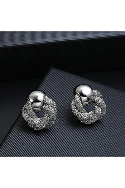 Choice أقراط دائرية متدلية بتصميم عتيق من الفضة المعدنية، بتصميم ملتوي متشابك...