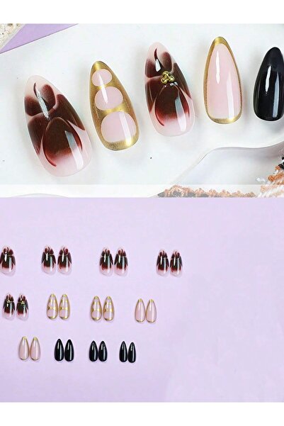 Choice أظافر صناعية متوسطة الحجم بلون اللوز، 24 قطعة، لون لافندر، باللونين ال...