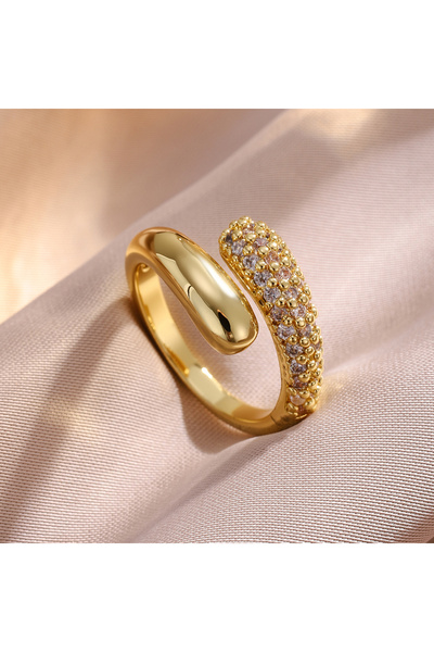 Choice طقم خواتم وأقراط من زاكول، 3 قطع، مرصعة بالزركون بتقنية الميكرو، بتصميم قطرة ماء مفتوحة، مناسب للنساء.